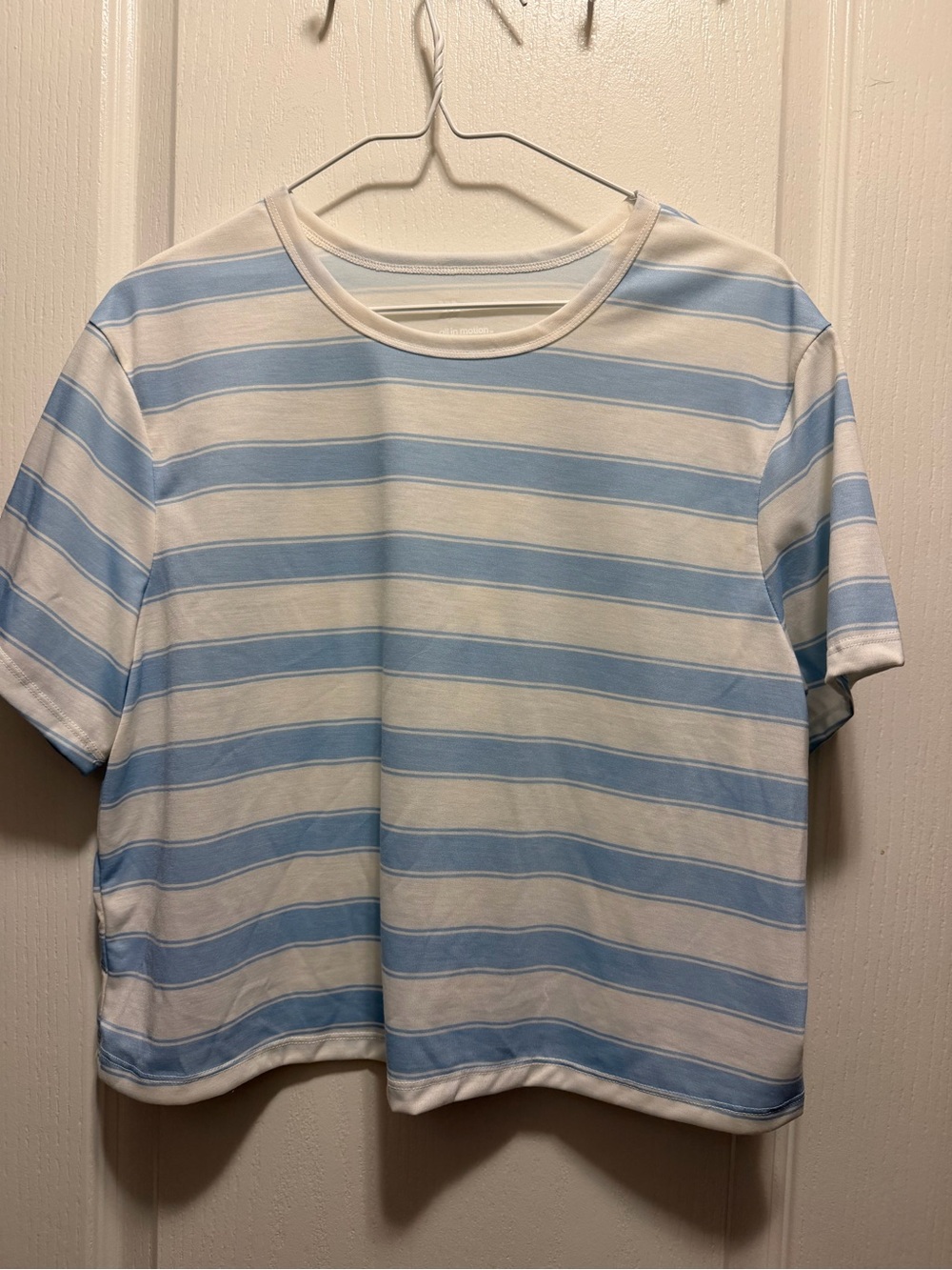 Women's Blue & White Striped cropped Tee